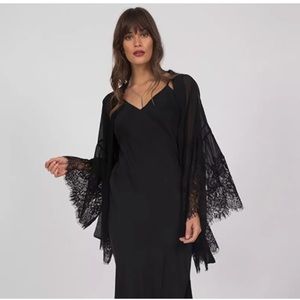 Gold Hawk Hammered Silk Kimono Blk Small New